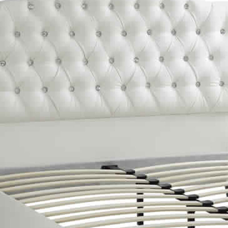 Grandiose California King Size Bed With Large Tufted Headboard White - Benzara