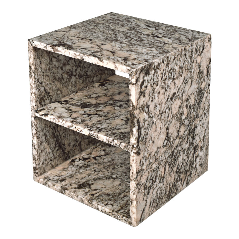 Sloane 16" Modern Natural Marble Handmade Rectangular 2-Shelf End Table