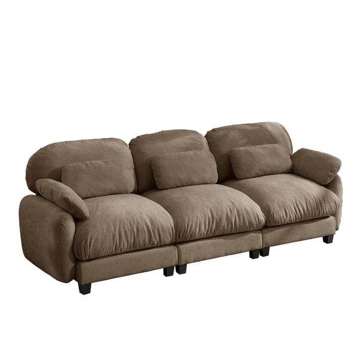 3 Seat modular cloud couch for living room, Chenille deep seat sofa with plush cushions, Modular 3 seater sofa for home