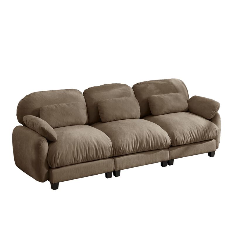 3 Seat modular cloud couch for living room, Chenille deep seat sofa with plush cushions, Modular 3 seater sofa for home image number 0