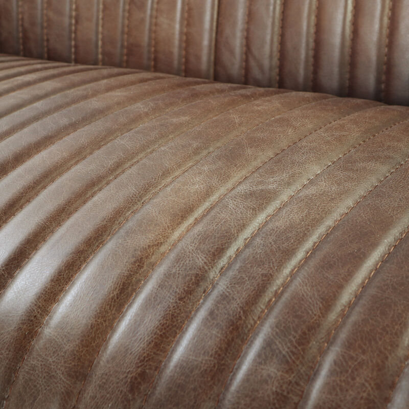 Brancaster Loveseat in Retro Brown Top Grain Leather & Aluminum