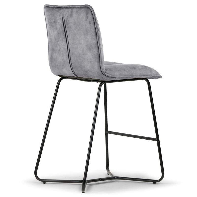 Glamour Home Set of 2 Avent Gray Fabric Counter Stool with Black Metal Legs