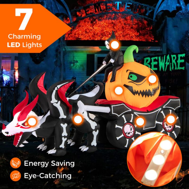Halloween Inflatable LED Lighted Carriage Ghost Carriage with Skeleton Dragon and Pumpkin image number 3