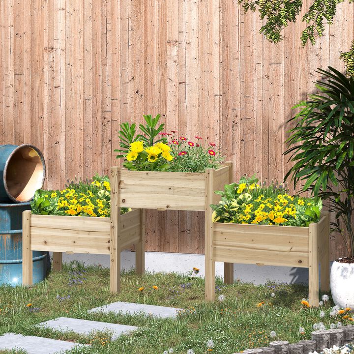 Hivvago 3-Planter Raised Garden Bed for Flowers, Herbs, and Vegetables