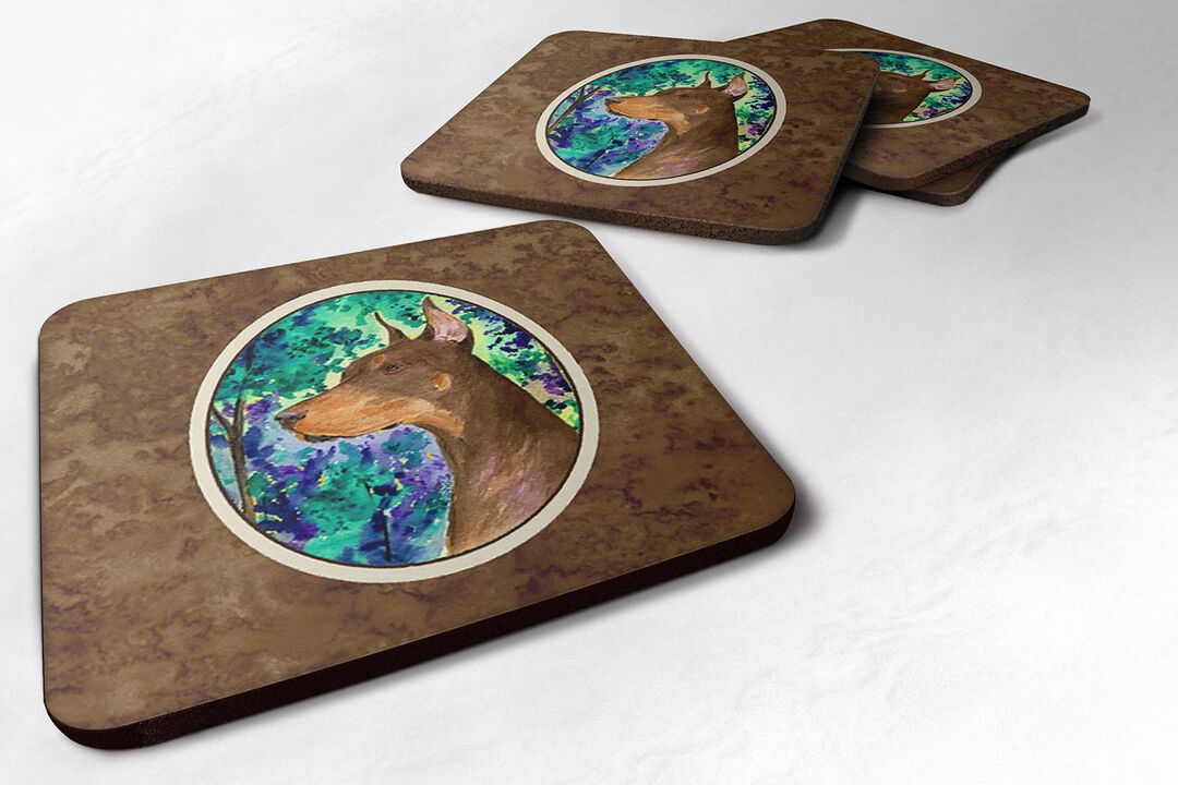 Caroline's Treasures SS8457FC Doberman Foam Coasters (Set of 4), 3.5 H x 3.5 W, Multicolor