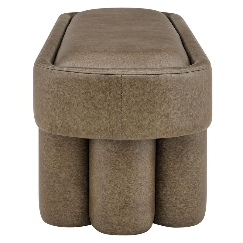 Modway Mossi 52-Inch Modern Oval Vegan Leather Bench in Mushroom &ndash; Upholstered Accent Bench with Cylindrical Clover-Leg Base for Bedroom, Entryway, or Living Room image number 5