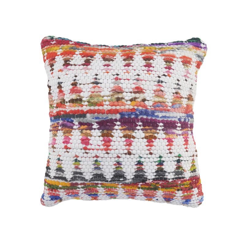 20" Multicolored Geometric Chevron Handmade Square Throw Pillow image number 1
