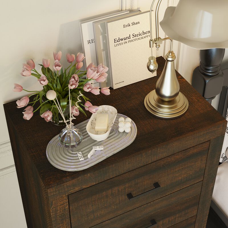 FUFU&GAGA 5-Drawer Chest for Bedroom Storage, (23.6" W x 15.7" D x 45.3" H), White