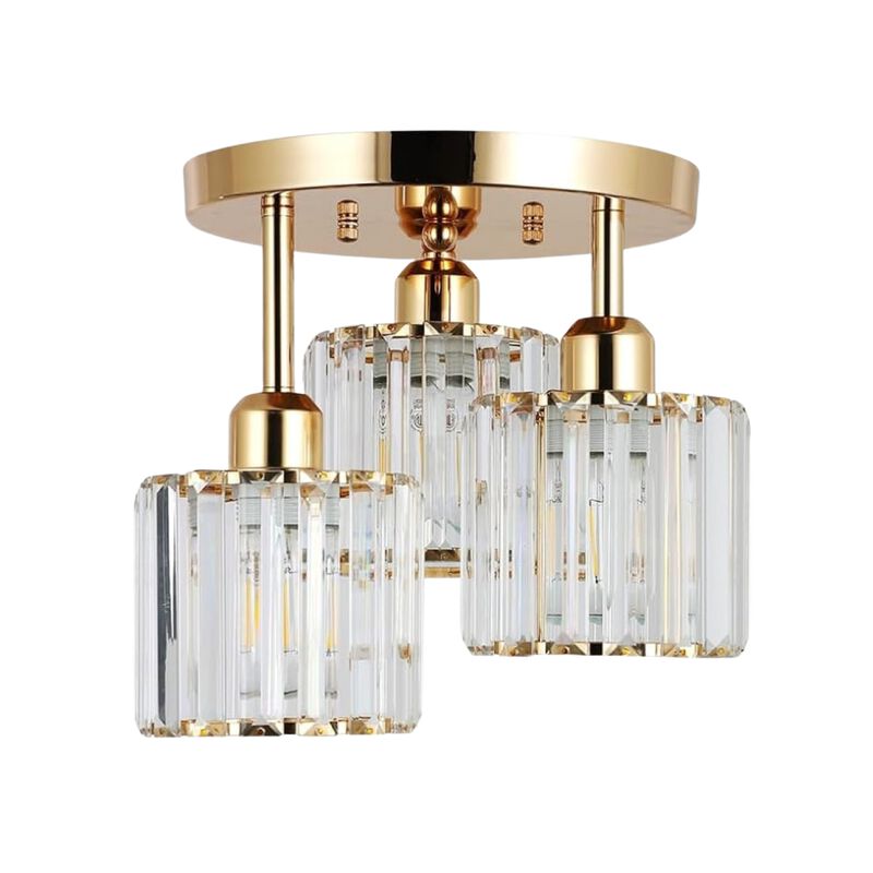 ELEMENT ACE Semi Flush Mount 3-Light Ceiling Light Fixture, Crystal Close to Ceiling Lighting with Open Design, Ideal for Low Ceilings, Kitchens, Hallways, Bedrooms, Bathrooms and Living Rooms image number 0