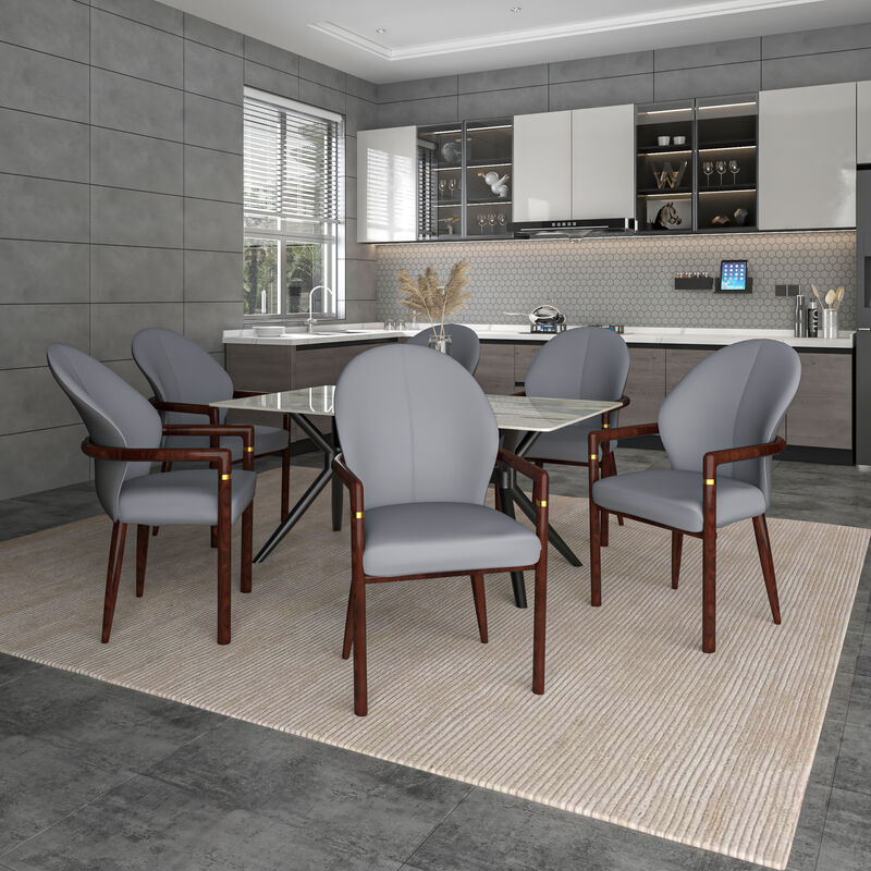 LeisureMod Dining Chair Velvet Fabric Kitchen Chair Ergonomic Armchair with Rubberwood Base and Gold Accents Padded Seat and Back for Modern Home and Office Opaline Series