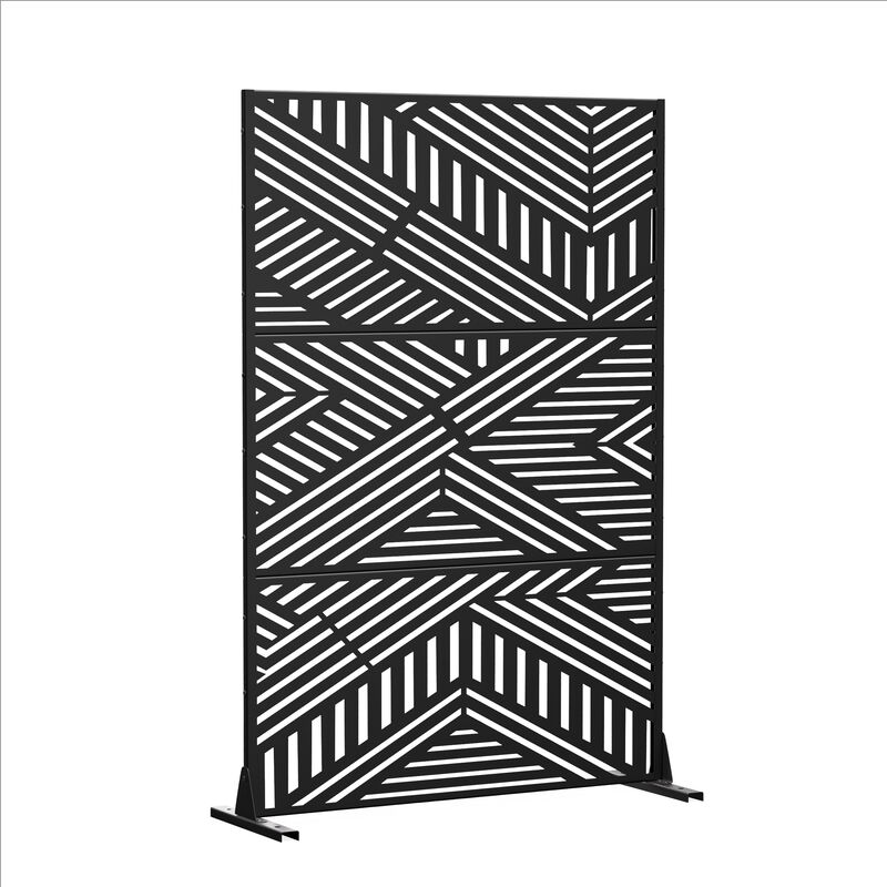 Arched Metal Outdoor Privacy Screen, Freestanding Outdoor Divider Decorative Privacy Fence