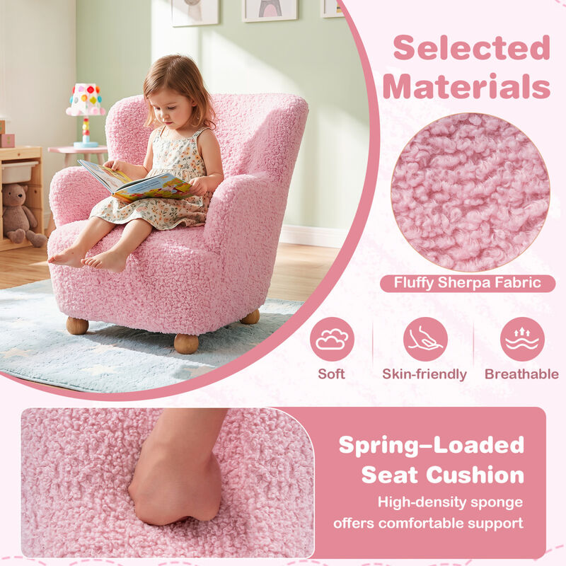Toddler Sherpa Sofa Chair with Sturdy Rubber Wood Legs image number 5