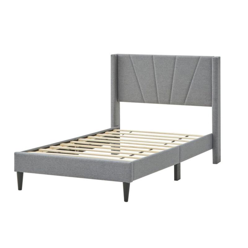 Hivvago Bed Frame with Linen Upholstered Wingback Headboard