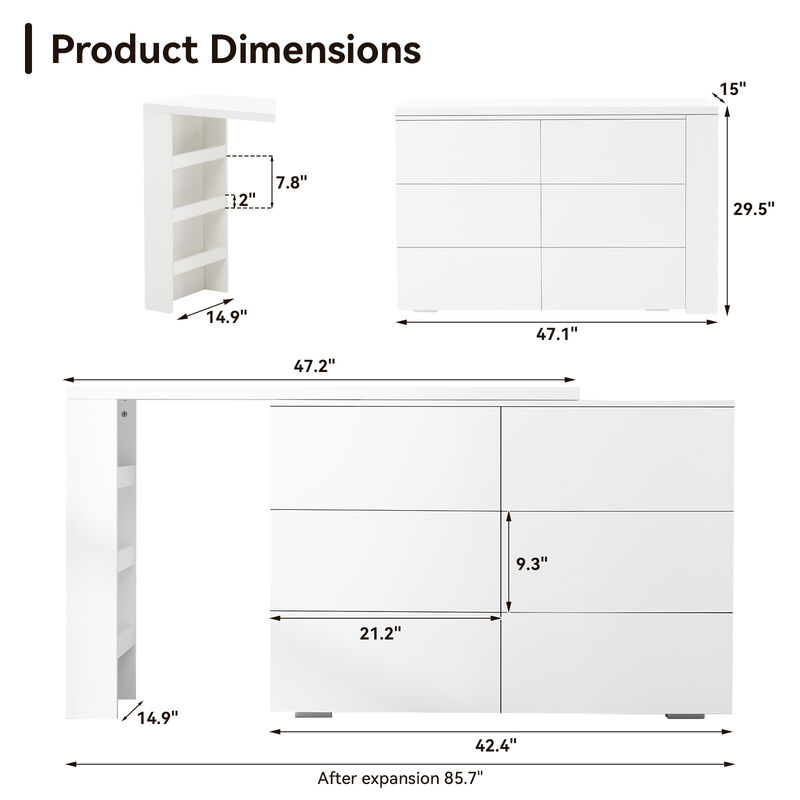 Tubklu L-Shaped Desk Dresser image number 2
