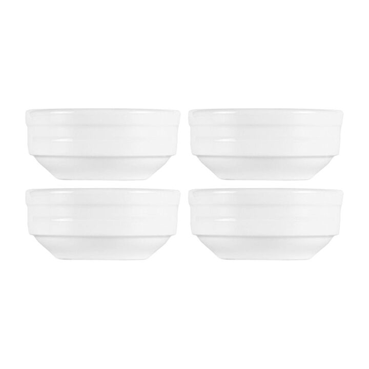 Porcelain Lizbon dia.3" h:1.25" 3 oz. Round White Porcelain Bowl (Set of 4)