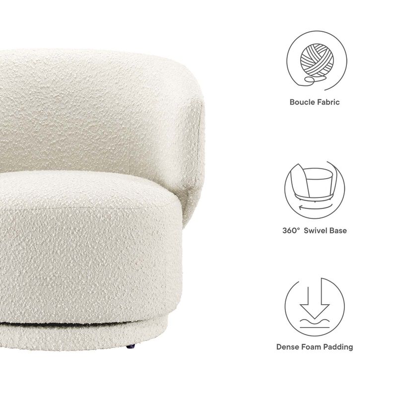 Celestia Boucle Fabric Fabric and Wood Swivel Chair image number 6