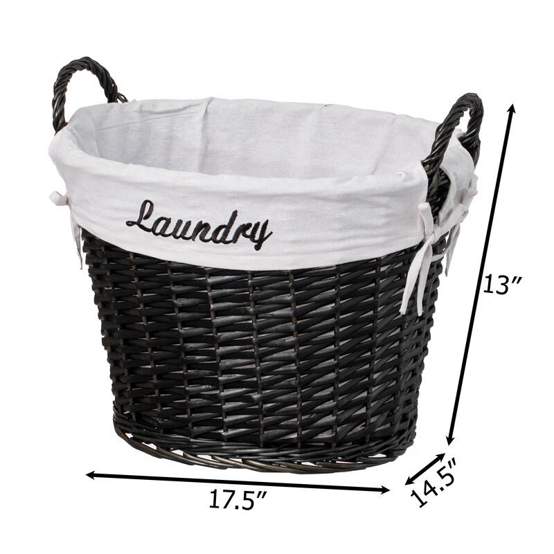 Wickerwise Handwoven Laundry Basket with Liner & Handles - Boho Decorative Storage Hamper for Clothes Blankets Pillows and Towels - Ideal for Laundry Room Bathroom Bedroom and Living Room, Brown
