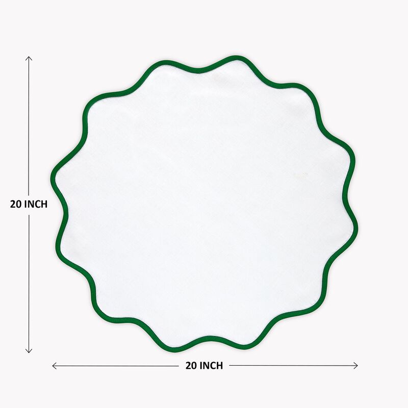 Solino Home Giselle Scallop Edge 100% Linen Dinner Napkins &ndash; Set of 4, 20 in Round, Machine Washable, Holiday and Everyday Dining