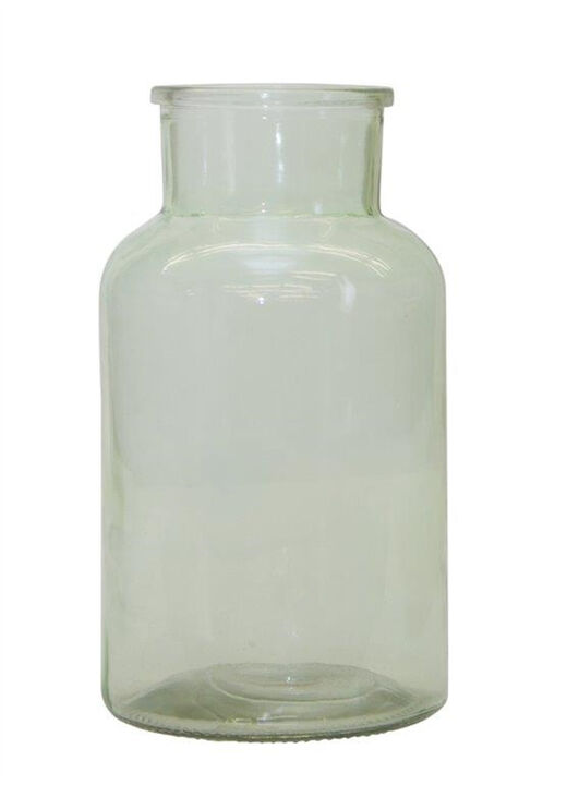 HomeRoots 10" Green Glass Cylindrical Table Vase