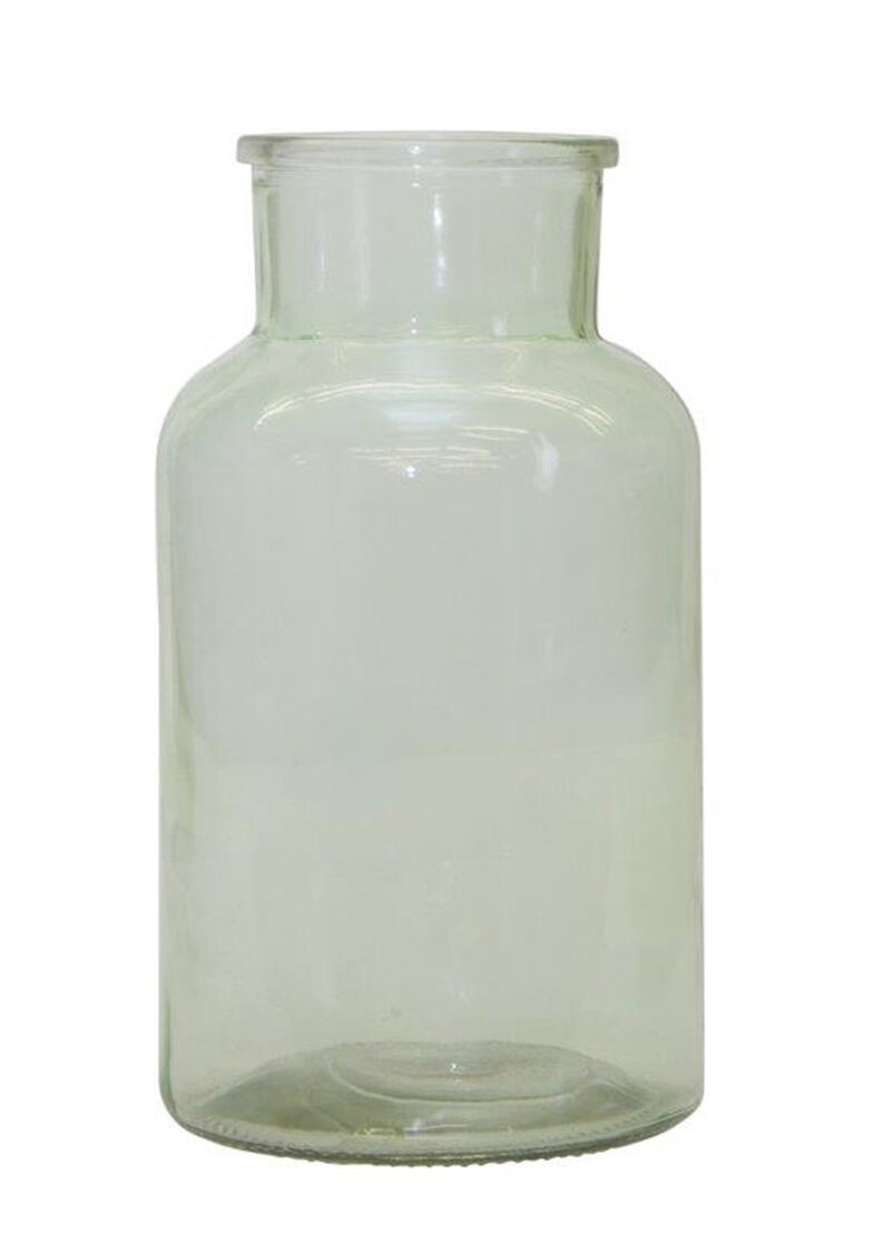 HomeRoots 10" Green Glass Cylindrical Table Vase image number 0