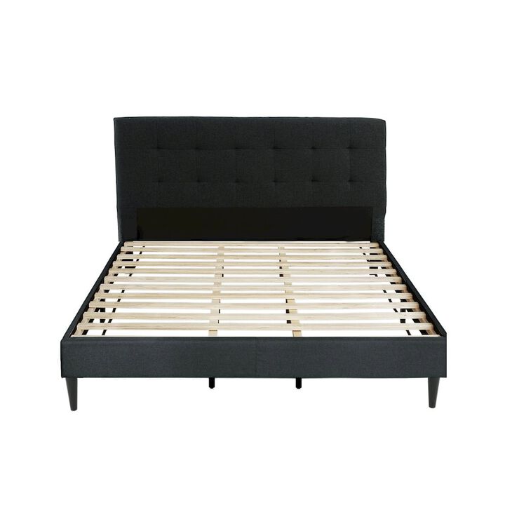 Simple Relax Charcoal Fabric Upholstered Bed, Cal. King Size