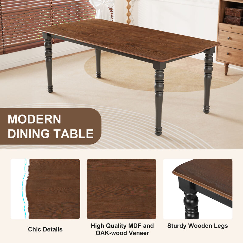 Merax 7-Piece Dining Table Set, 60inch to 78inch Extendable Wood Dining Table with Removable Leaf