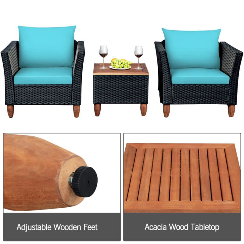 Hivvago 3 Pieces Outdoor Patio Rattan Furniture Set