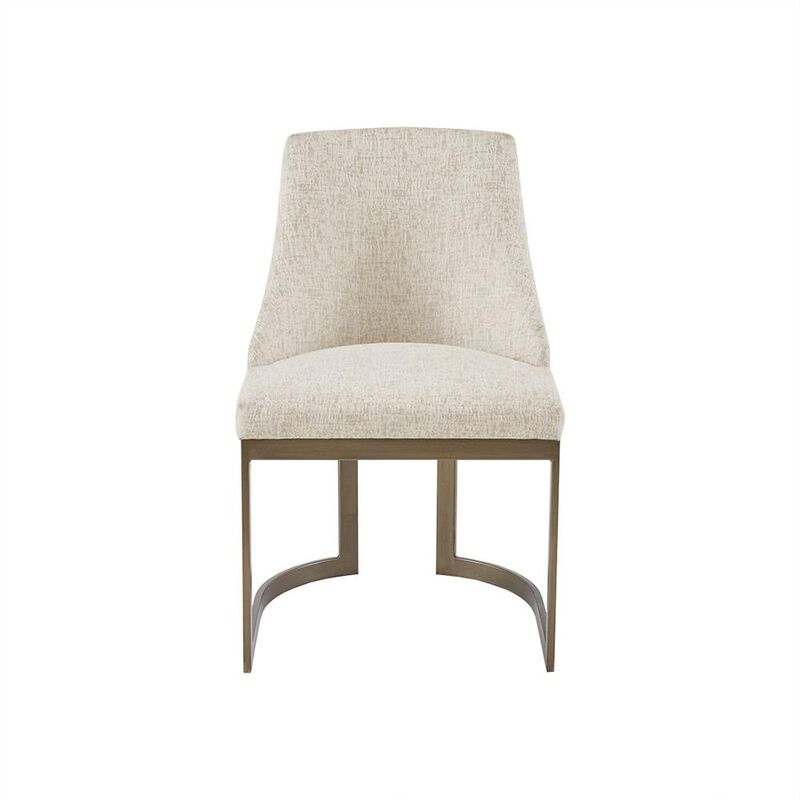 Starlight Canyon Home Set of 2 Beige Dining Chairs with Metal Frame and Upholstered Seat