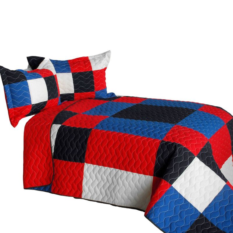 Eternal Passion Patchwork Geometric Quilt Set Soft Vermicelli Quilted Bedding image number 1