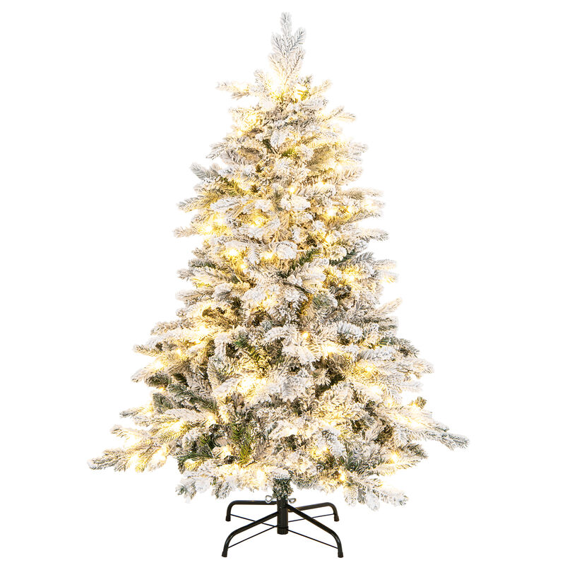 Flocked Christmas Tree with Warm White LED Lights