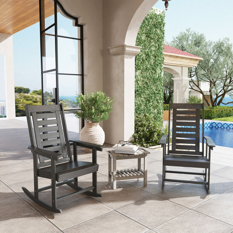 Modern Outdoor Rocking Chair Set of 2, Stylish Patio Rocker with Cushions for Yard or Balcony