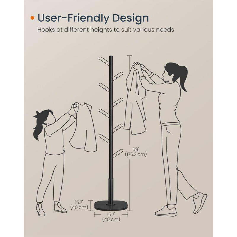 Rustic Tree Coat Rack for Entryway – Freestanding Wooden Stand with Stable Base and Hooks