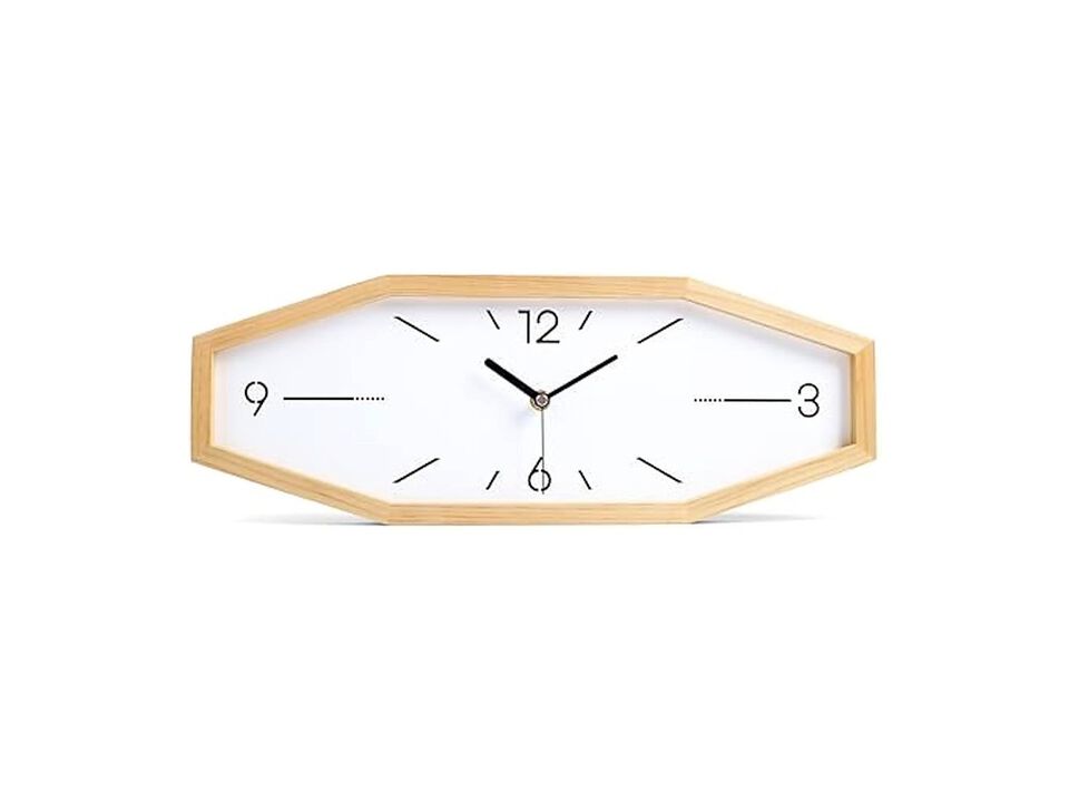 Wooden Retro Rectangular Desk Primary Wall Clock 18 Inch Silent Non Ticking Wood
