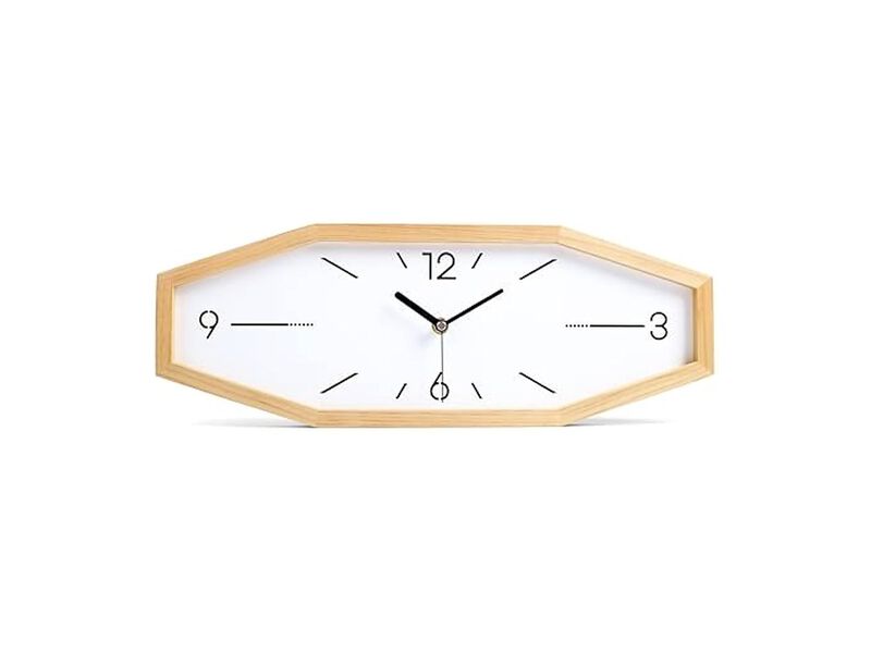 Wooden Retro Rectangular Desk Primary Wall Clock 18 Inch Silent Non Ticking Wood image number 0