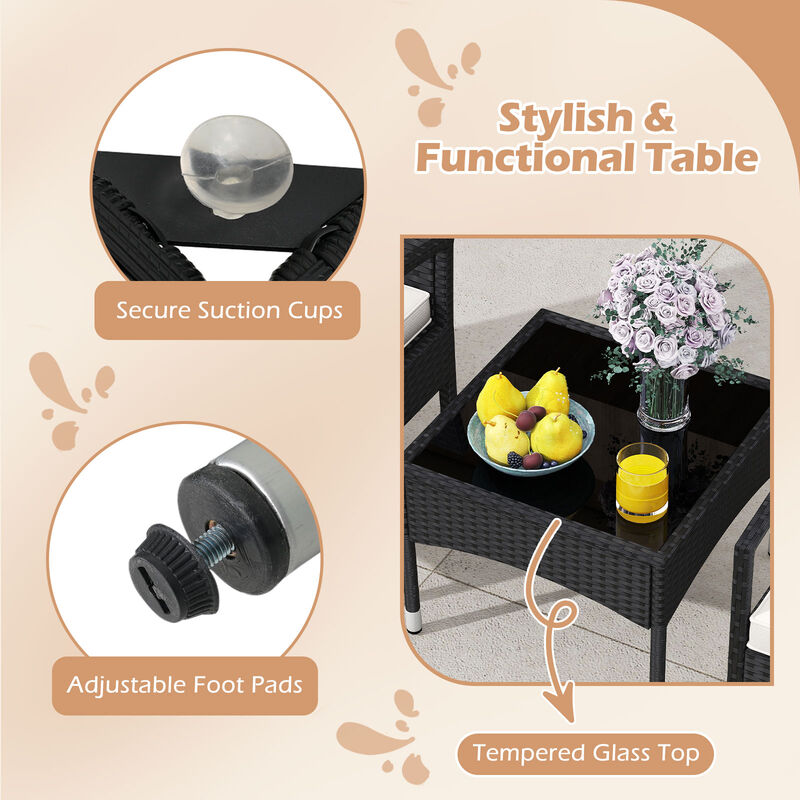 Beige Rattan Bistro Chair and Table 3 Piece Patio Set image number 7