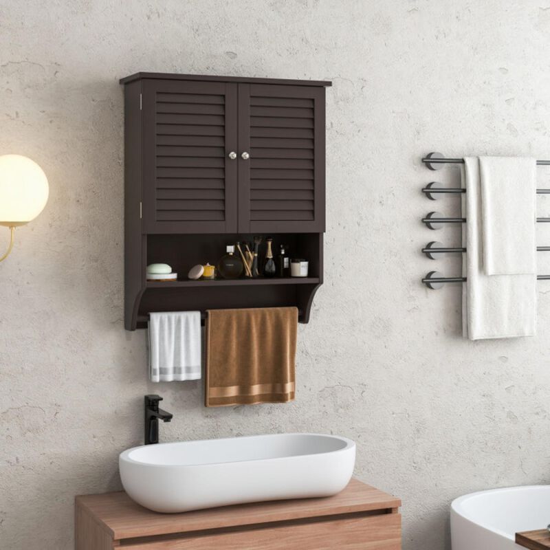 Hivvago 2-Doors Bathroom Wall-Mounted Medicine Cabinet with Towel Bar