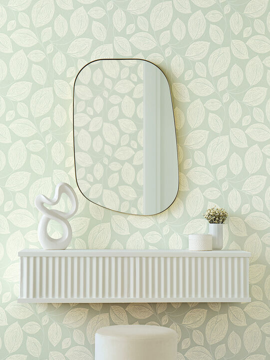 Contoured Leaves Green Wallpaper