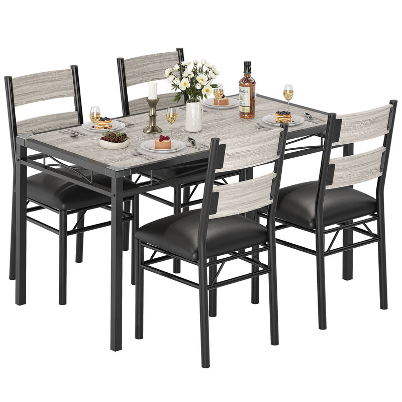Space Saving 5-Piece Dining Table Set. Sturdy Wood Table & Padded Chairs with Corner Guards. Compact Design for Apartment Kitchen Breakfast Nook image number 0