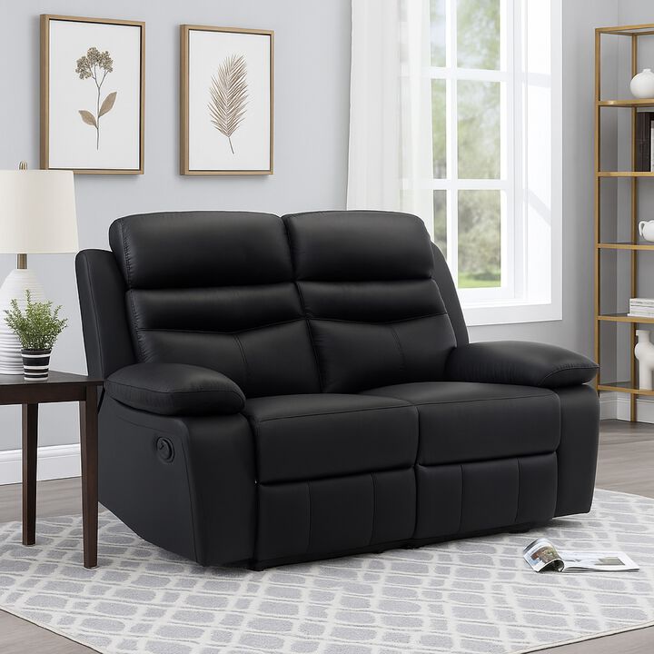 Hanna Manual Double Recliner Loveseat, Leather