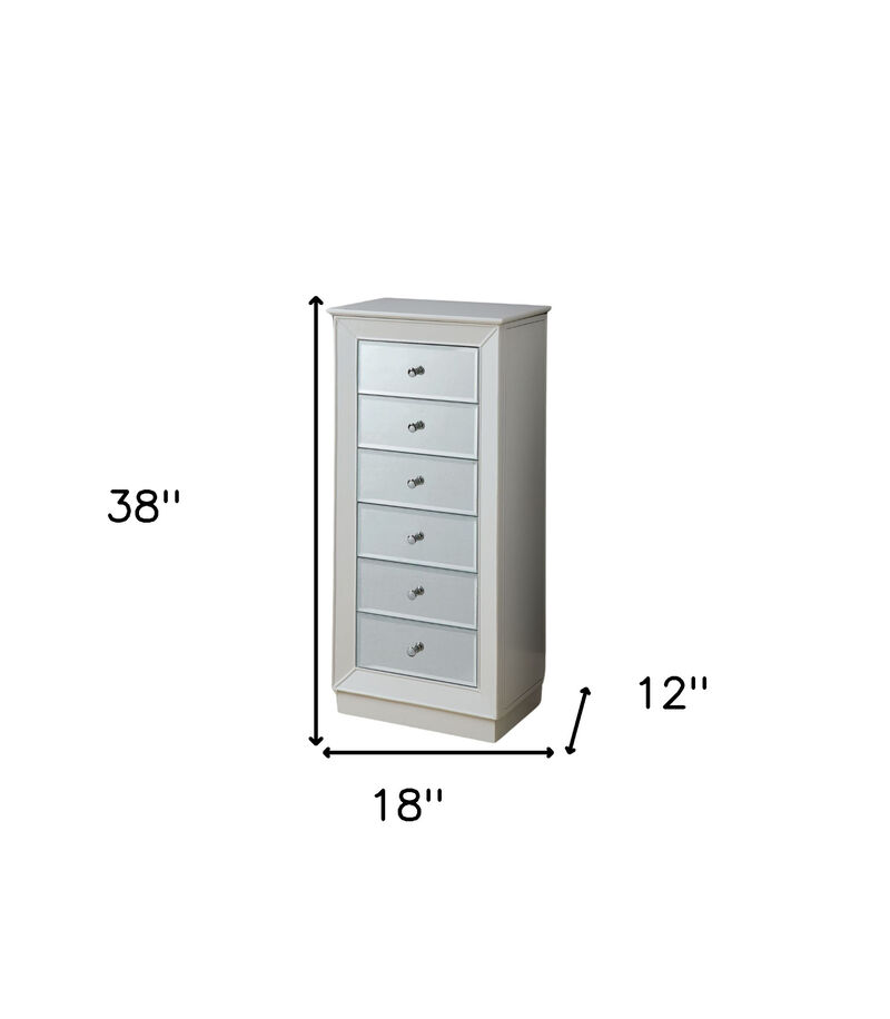 6-Drawer Jewelry Armoire – Wooden Storage Cabinet with Mirrored Glass Accents