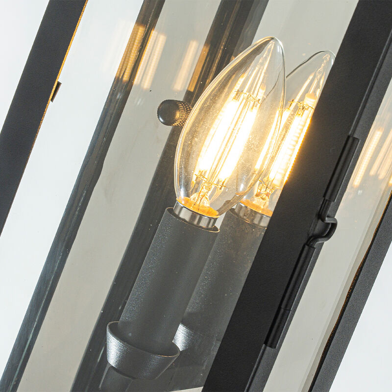 1 Light H12 in. Modern Matte Black Outdoor Wall Light with Dusk-to-Dawn Sensor Simplicity Exterior Wall Sconce with Clear Glass Shade for Porch Garden image number 6