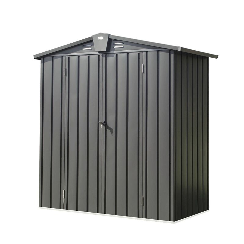 CLIHOME 5.7x3Ft Outdoor Galvanized Steel Storage Shed,Patio Storage Cabinet with Lockable Double Door image number 0