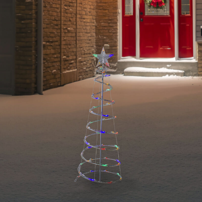 4ft LED Lighted Spiral Cone Tree Outdoor Christmas Decoration  Multi Lights