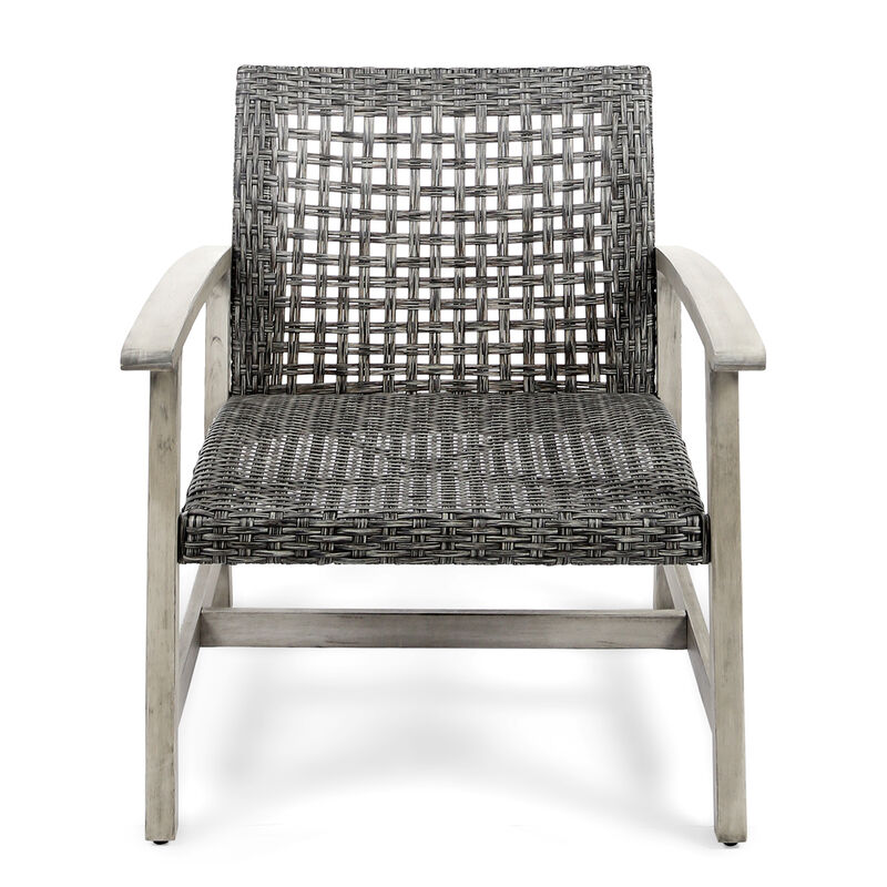 Merax 2 Pieces Outdoor Wicker Club Chairs Set