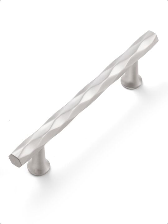 JIASENBAO Brushed Nickel Cabinet Pulls 3.78"" Hole Center 10 Pack Hammered Silver Cabinet Handles Decorative Kitchen Drawer Dres