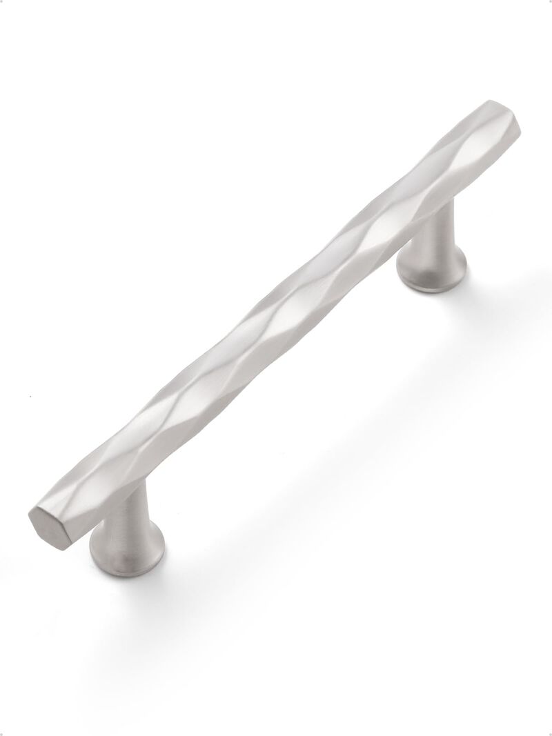 JIASENBAO Brushed Nickel Cabinet Pulls 3.78"" Hole Center 10 Pack Hammered Silver Cabinet Handles Decorative Kitchen Drawer Dres