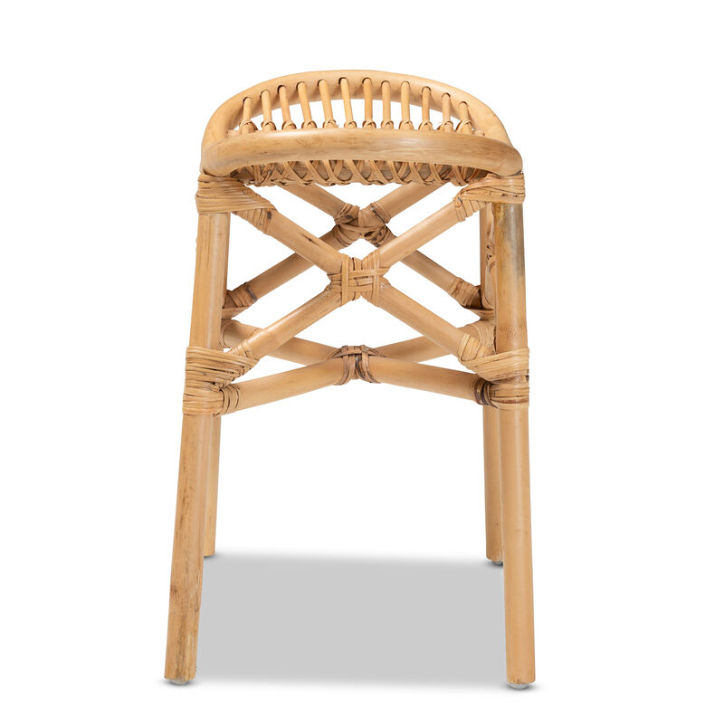 Baxton Studio Elgon Modern Bohemian Natural Brown Rattan Footstool