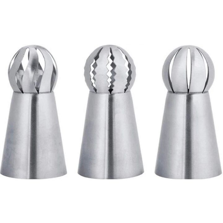 Pack of 3 Russian Ball Sphere Icing Nozzle Set