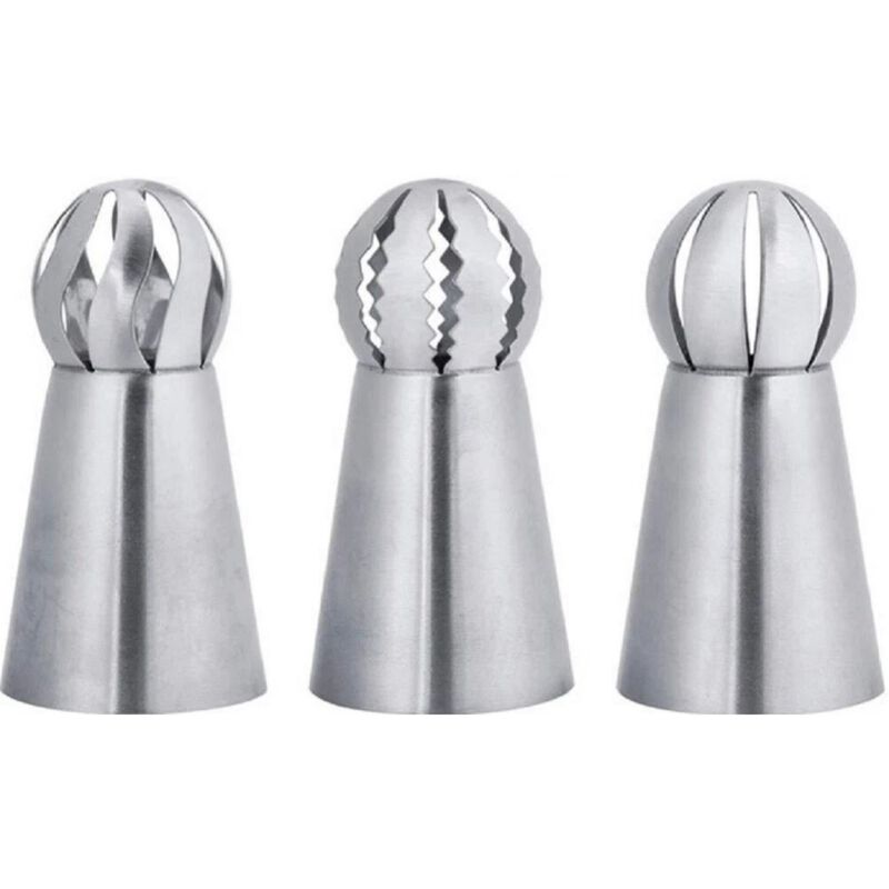 Pack of 3 Russian Ball Sphere Icing Nozzle Set image number 0