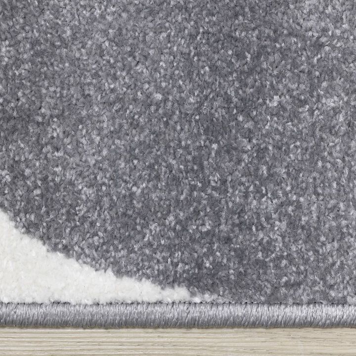 Novelle Home Claremont Grey White Classic Swirl Area Rug, 5' x 8', 5'3 x 7'7